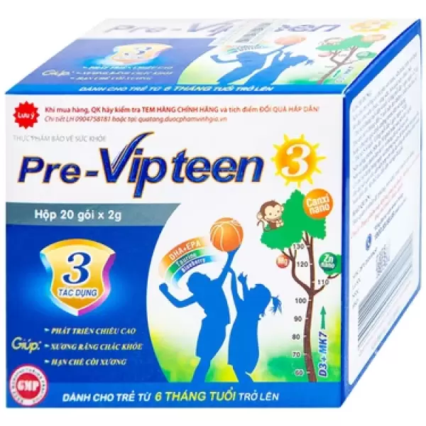 Cốm Pre-Vipteen 3 Vinh Gia giúp tăng chiều cao, tăng sức đề kháng