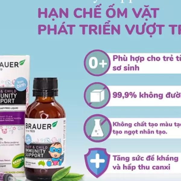 Siro Brauer Baby & Child Immunity Support hỗ trợ bổ sung vitamin D3 cho trẻ